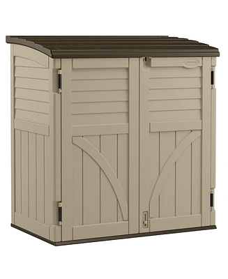 Suncast 34 Cubic Feet Horizontal Compact Storage Shed for Outdoor Spaces, Sand