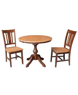 International Concepts 36" Round Extension Dining Table with 2 Rta Chairs