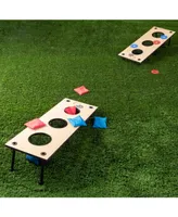 Hey Play 2-In-1 Washer Pitch And Beanbag Toss Set - Indoor Or Outdoor Wooden Classic Team Backyard And Tailgate Party Games For Kids And Adults