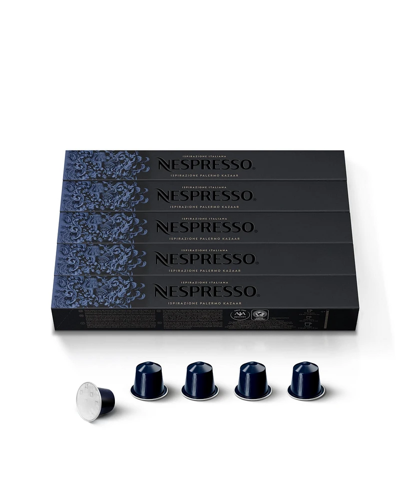 Nespresso Capsules OriginalLine, Ispirazione Palermo Kazaar, Dark Roast Coffee, 50-Count Espresso Pods, Brews 1.35-oz.