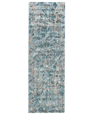 Feizy Keats R3475 Aqua 2'7" x 8' Runner Rug