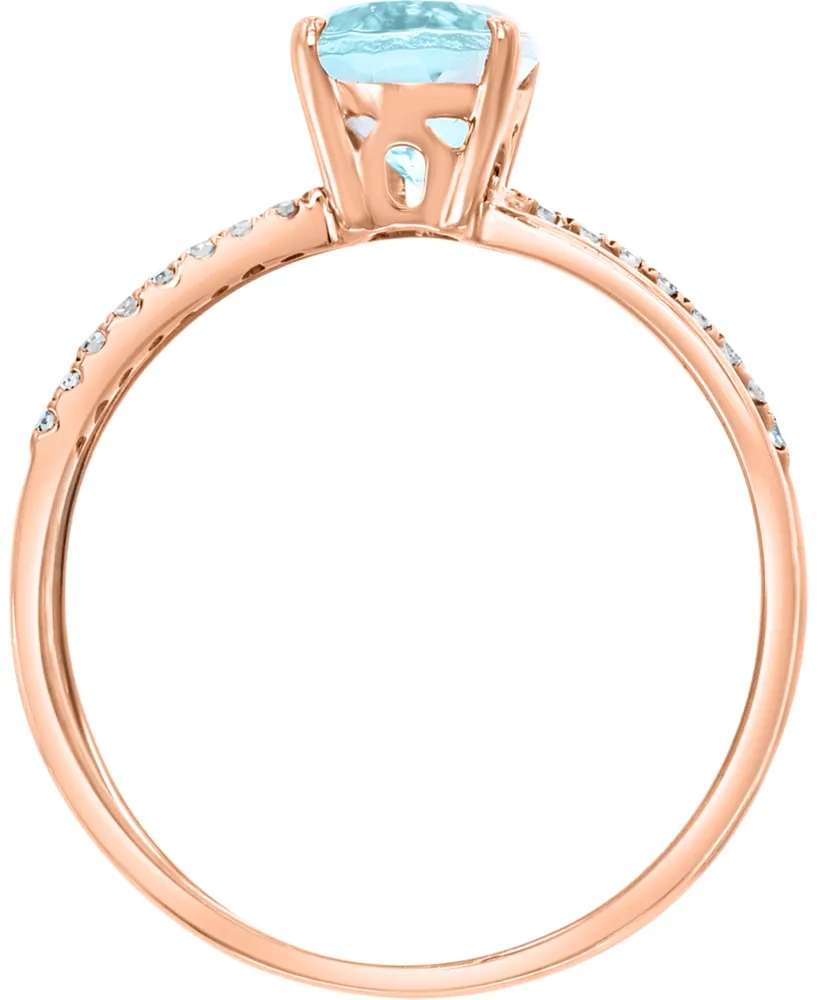 Lali Jewels Aquamarine (1-1/16 ct. t.w.) & Diamond (1/20 ct. t.w.) Crisscross Statement Ring in 14k Rose Gold