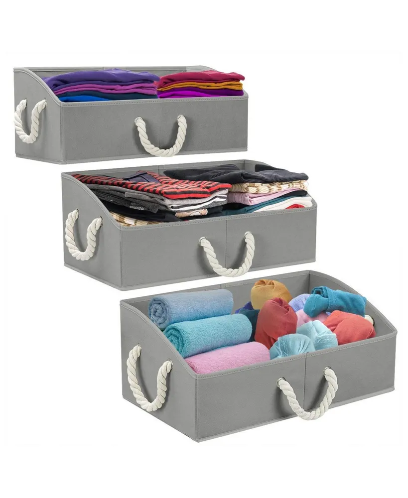 Sorbus Trapezoid Storage Box with Cotton Rope, Set of 3