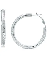 Giani Bernini Medium Patterned Hoop Earrings in Sterling Silver, 40mm, Created for Macy's