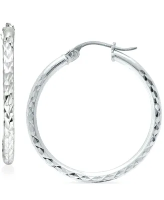 Giani Bernini Small Textured Hoop Earrings in Sterling Silver, 1", Created for Macy's