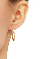 Textured V Hoop Earrings in 14k Gold