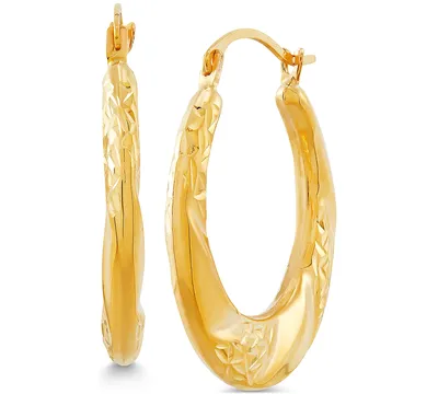 Small Textured Swirl Hoop Earrings in 14k Gold