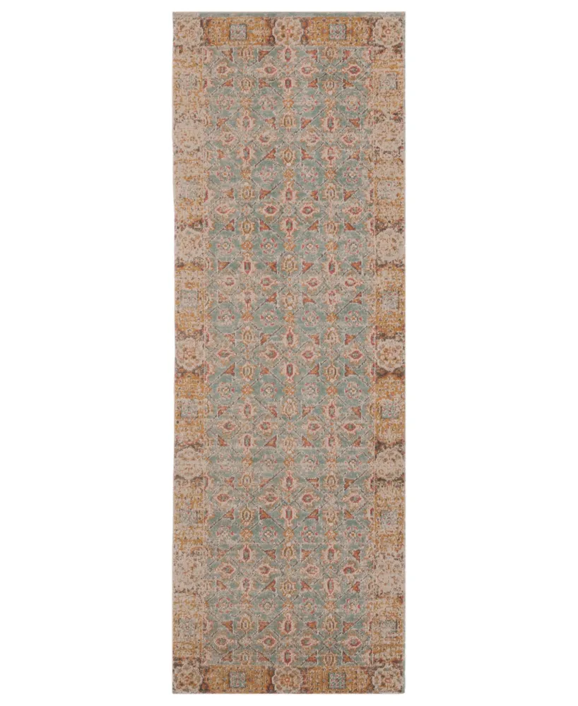 Amer Rugs Eternal Ete-27 Teal/ Gold 2'7" x 7'6" Runner Rug