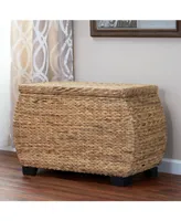 Household Essential Large Curved Wicker Storage Chest with Liner Water Hyacinth