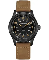 Hamilton Men's Swiss Automatic Khaki Field Brown Leather Strap Watch 42mm