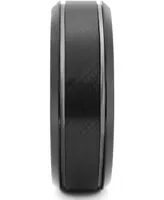 Men's Textured Bevel Edge Band Black Ion-Plated Tantalum