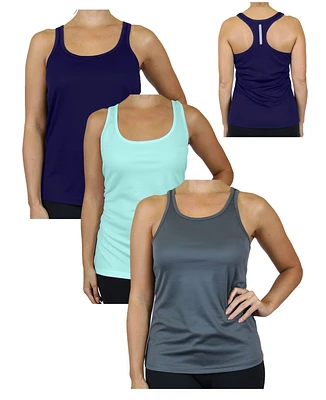 Galaxy By Harvic Women's Moisture Wicking Racerback Tanks, Pack of 3