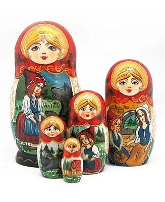 G.DeBrekht 5 Piece Riding Hood Russian Matryoshka Nested Doll Set