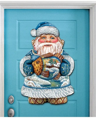 Designocracy Gold Fish Santa Christmas Door Hanger