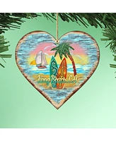 Designocracy Coastal Heart Wooden Ornaments Set of 2