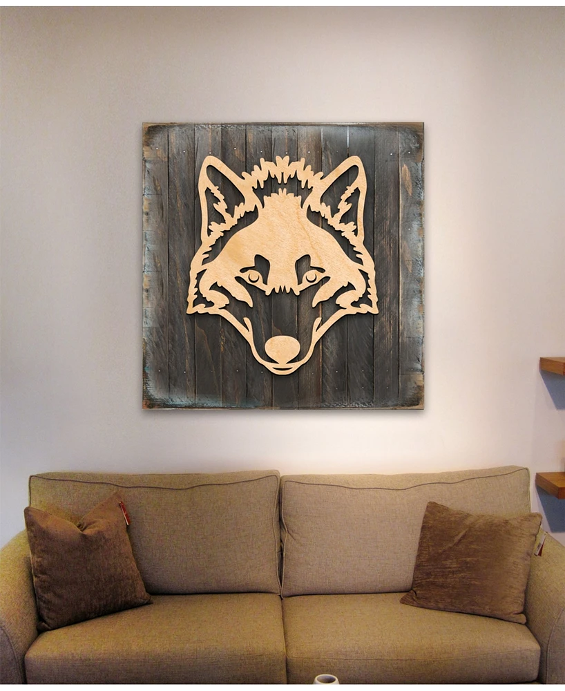 Designocracy Wolf Wood Block Ce