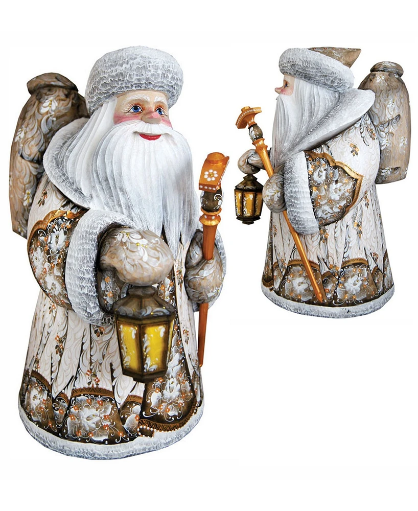 G.DeBrekht Woodcarved Hand Painted Ornamental Santa Figurine