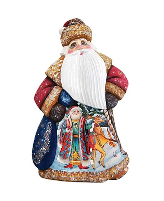 G.DeBrekht Woodcarved Hand Painted Courier Dancing Santa Figurine