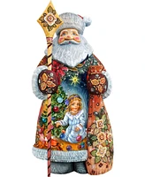 G.DeBrekht Woodcarved Hand Painted Nutcracker Clara Santa Figurine