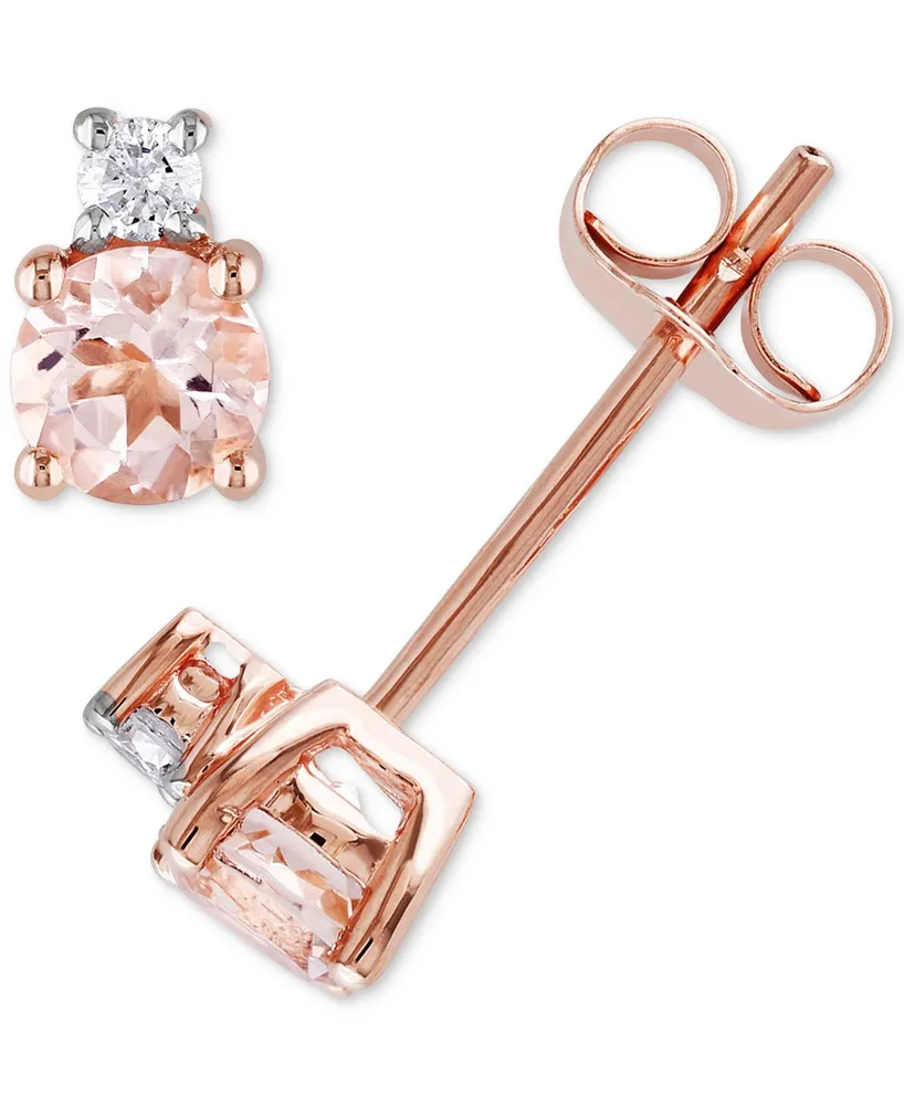 Morganite (3/4 ct. t.w.) & Diamond (1/20 ct. t.w.) Stud Earrings in 10k Rose Gold