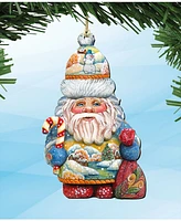 Designocracy Whimsical Winter Wonders Sant Wooden Ornaments, Set of 2