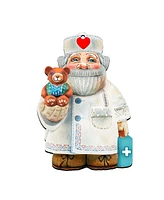 Designocracy Doctor Santa Wooden Ornament, Set of 2