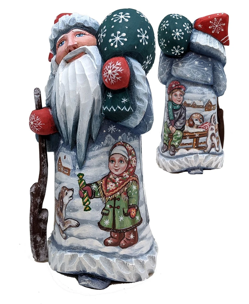 G.DeBrekht Woodcarved Hand Painted Dog Play Santa Masterpiece Signature Figurine