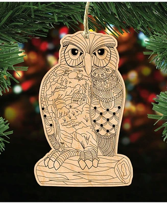 Designocracy Owl Coloring Ornament Diy, Set of 3