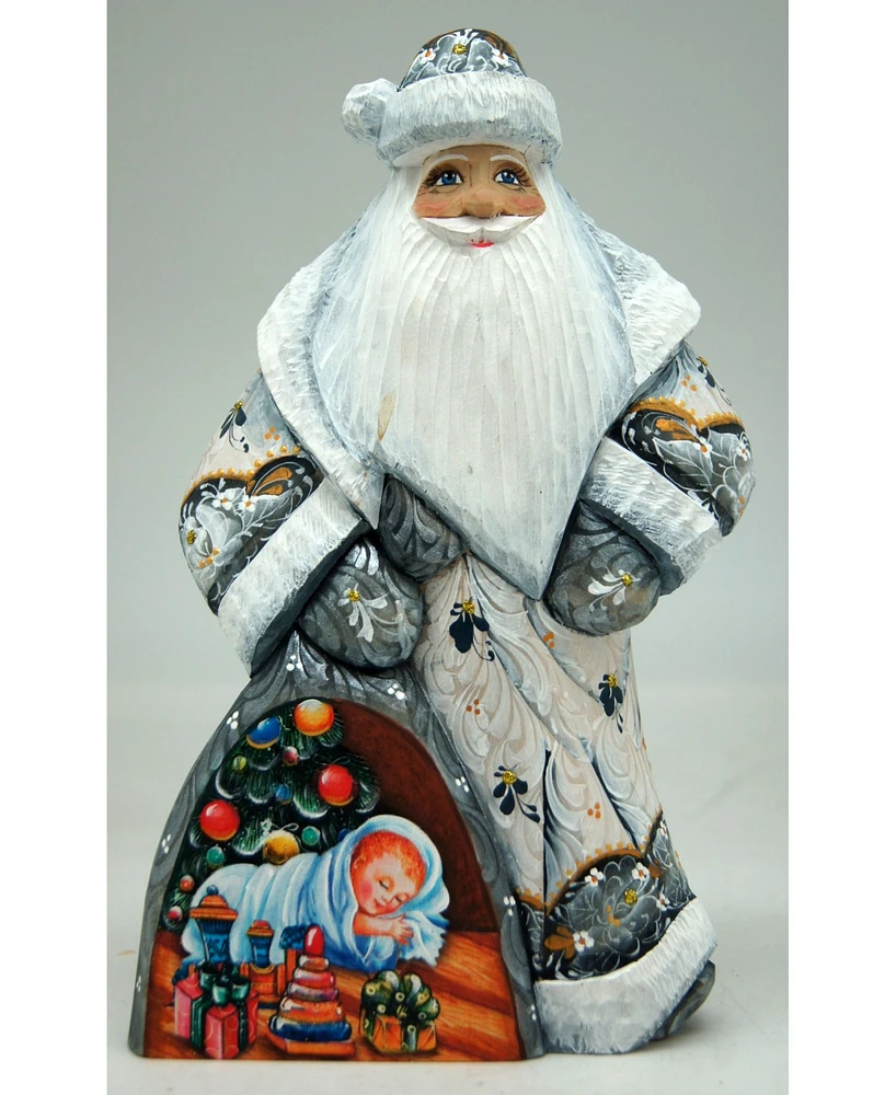 G.DeBrekht Woodcarved Hand Painted Baby's First Christmas Santa Figurine