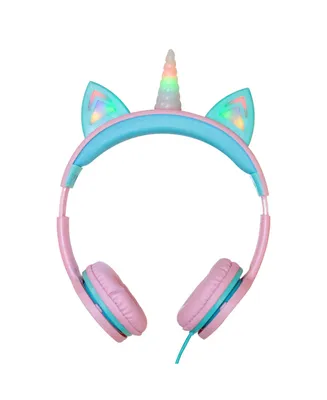 Gabba Goods Kids SafeSounds Unicorn Led Light-Up Wired Headphones