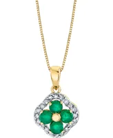 Emerald (3/4 ct. t.w.) & Diamond (1/5 ct. t.w.) Clover 18" Pendant Necklace in 14k Gold