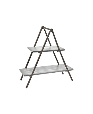 Godinger Grey Wash Wood & Metal Two Tier Server