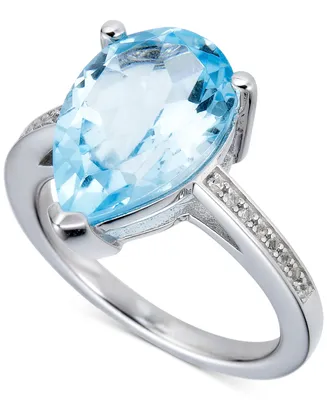 Blue Topaz (4-1/2 ct. t.w.) & White (1/10 Ring Sterling Silver (Also Pink Amethyst Green Quartz)
