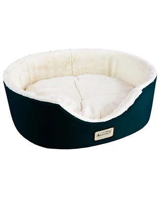 Armarkat Cat Bed Oval Pet Cuddle House in Laurel Green/Ivory