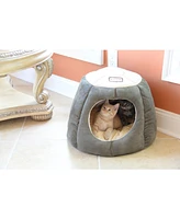 Armarkat Cat Cave Shape Bed with Anti-Slip Waterproof Base, Removable Cushion Mat, C30HML/Mh, Laurel Green and Beige