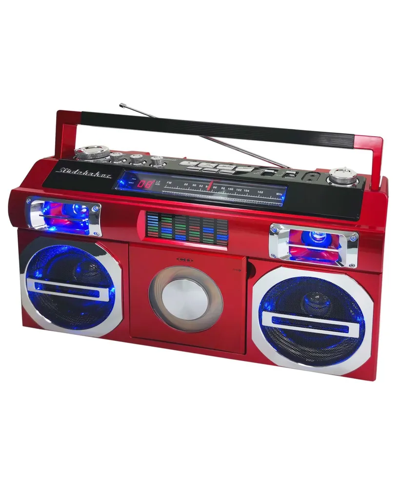 Studebaker SB2145R 80's Retro Street Bluetooth Boombox with Fm Radio, Cd Player