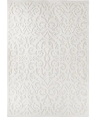 Closeout! Edgewater Living Bourne Blur Damask Neutral 6'6" x 9'6" Outdoor Area Rug