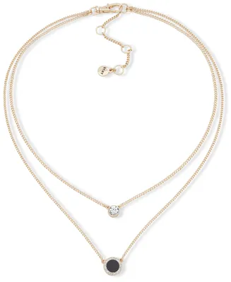 Dkny Gold-Tone Stone & Crystal Layered Pendant Necklace, 16" + 3" extender