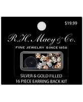 16-Pc. Set Earring Backs in Silver & Gold-Filled