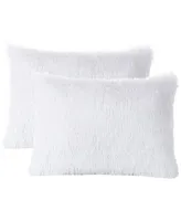 Cheer Collection 2 Pack Shaggy Throw Pillows, 12" L x 20" W