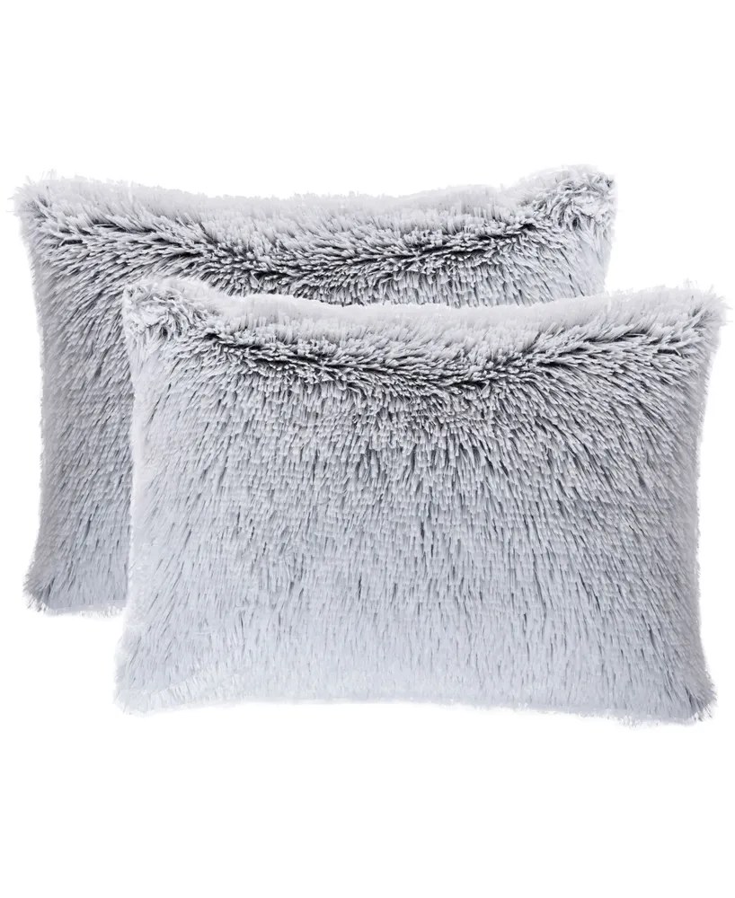 Cheer Collection 2 Pack Shaggy Throw Pillows, 12" L x 20" W