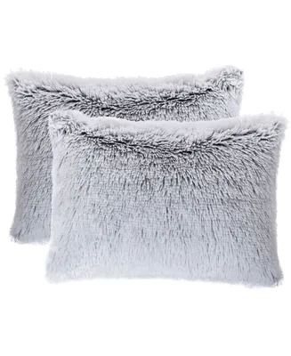 Cheer Collection 2 Pack Shaggy Throw Pillows, 12" L x 20" W