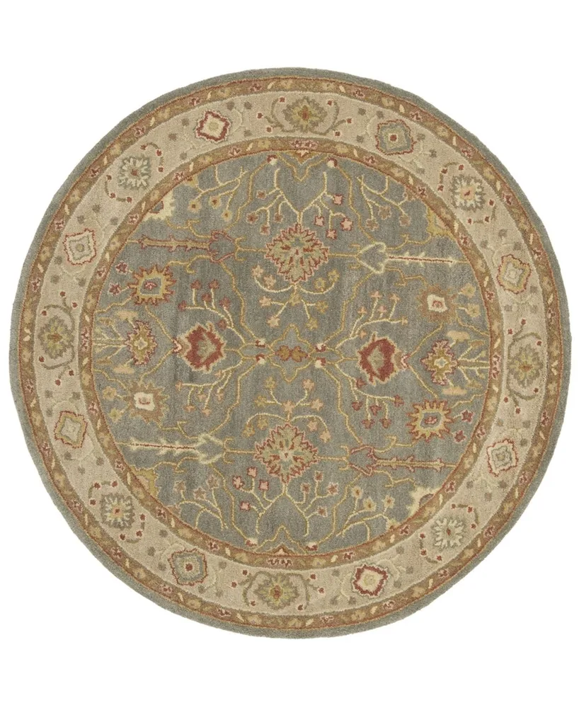 Safavieh Antiquity At314 Blue and Ivory 3'6" x 3'6" Round Area Rug