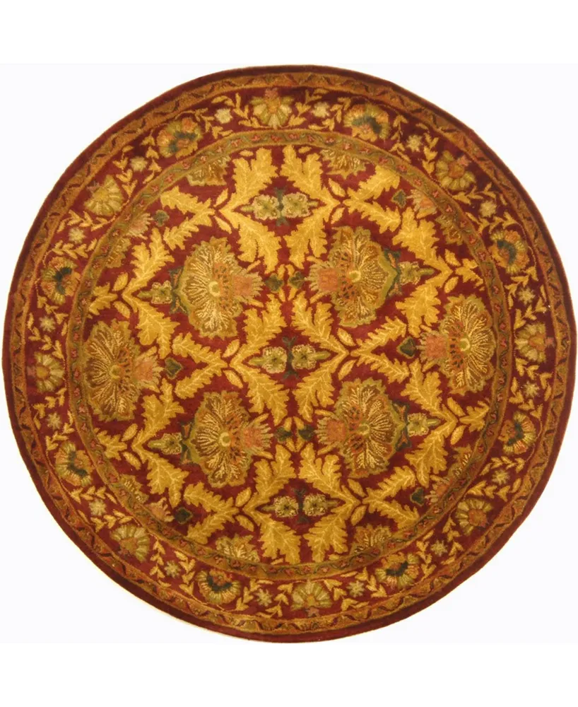 Safavieh Antiquity At54 Wine and Gold 8' x 8' Round Area Rug