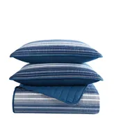 Nautica Coveside Blue Cotton Reversible -Piece Quilt Set