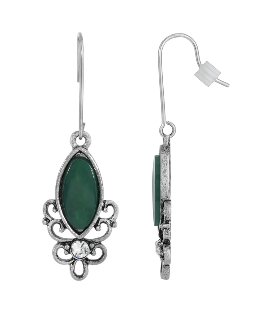 2028 Sterling Silver Wire Genuine Stone Chrysoprase Earrings