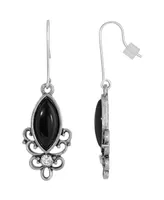 2028 Sterling Silver Wire Genuine Stone Onyx Earrings