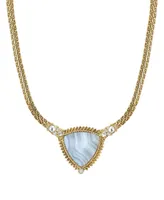 2028 Gold-Tone Semi Precious Triangle Stone Necklace