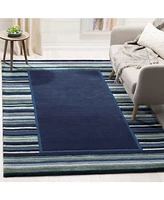 Martha Stewart Collection Striped Border MSR4715C Bluestone 4' x 6' Area Rug