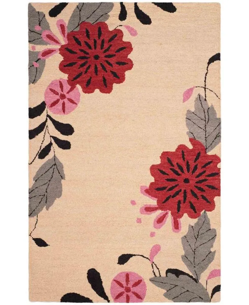 Martha Stewart Collection Picture Block Floral MSR4871A Ivory 4' x 6' Area Rug